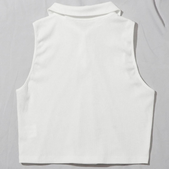 Button Half Placket Rib-knit Tank Top - Picture 2 of 3